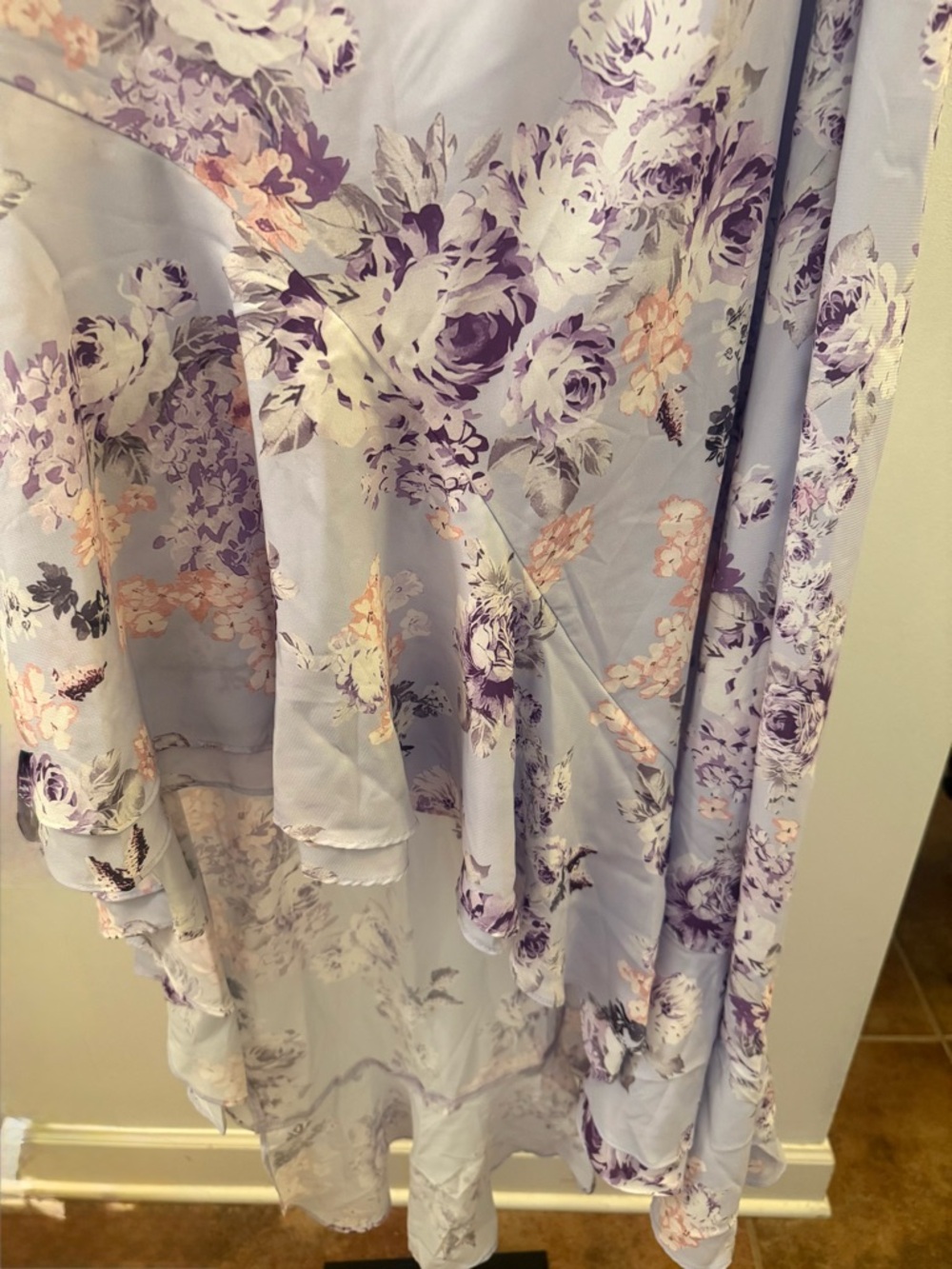 Grace Karin Lavender Floral One-Shoulder High-Low Dress - Picture 4 of 9